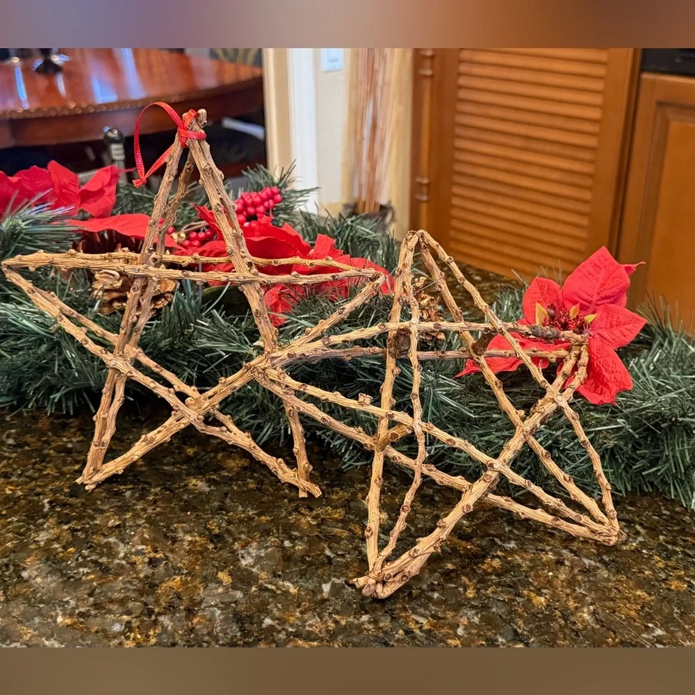 Rustic Handmade Willow Twig Stars - Set of 2
